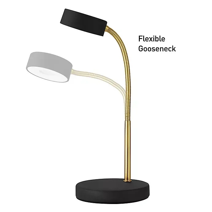 slide 2 of 6, Glove LED Gooseneck Desk Lamp Black Gold, 1 ct