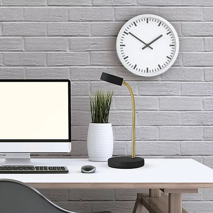 slide 6 of 6, Glove LED Gooseneck Desk Lamp Black Gold, 1 ct