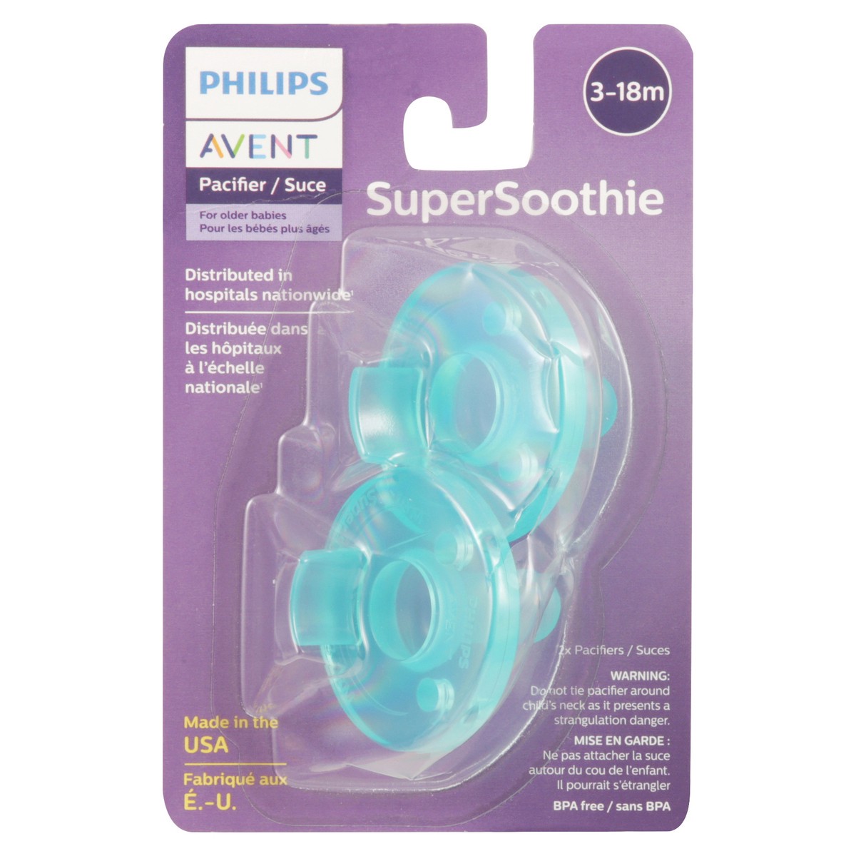 slide 1 of 4, Phillips Super Soothie 3-18 Months Pacifier 2 ea, 2 ct