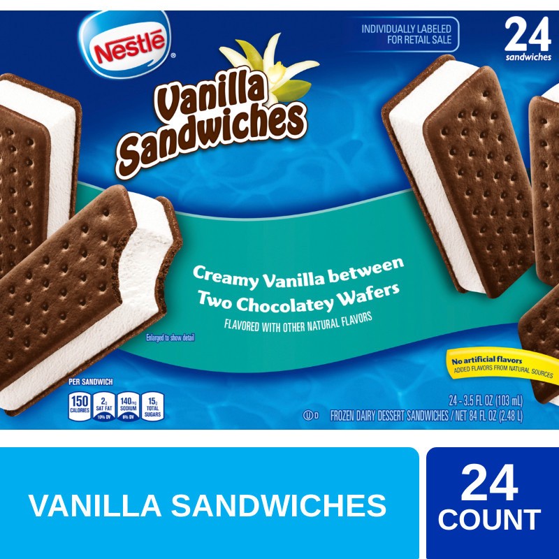 slide 4 of 5, Nestlé Classics Vanilla Frozen Dairy Dessert Sandwiches 24 ea, 24 ct