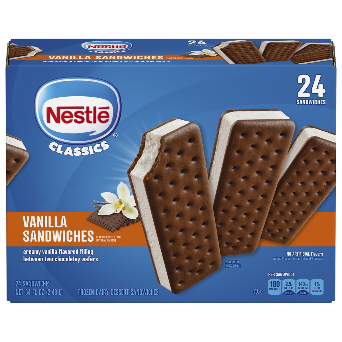 slide 1 of 5, Nestlé Classics Vanilla Frozen Dairy Dessert Sandwiches 24 ea, 24 ct