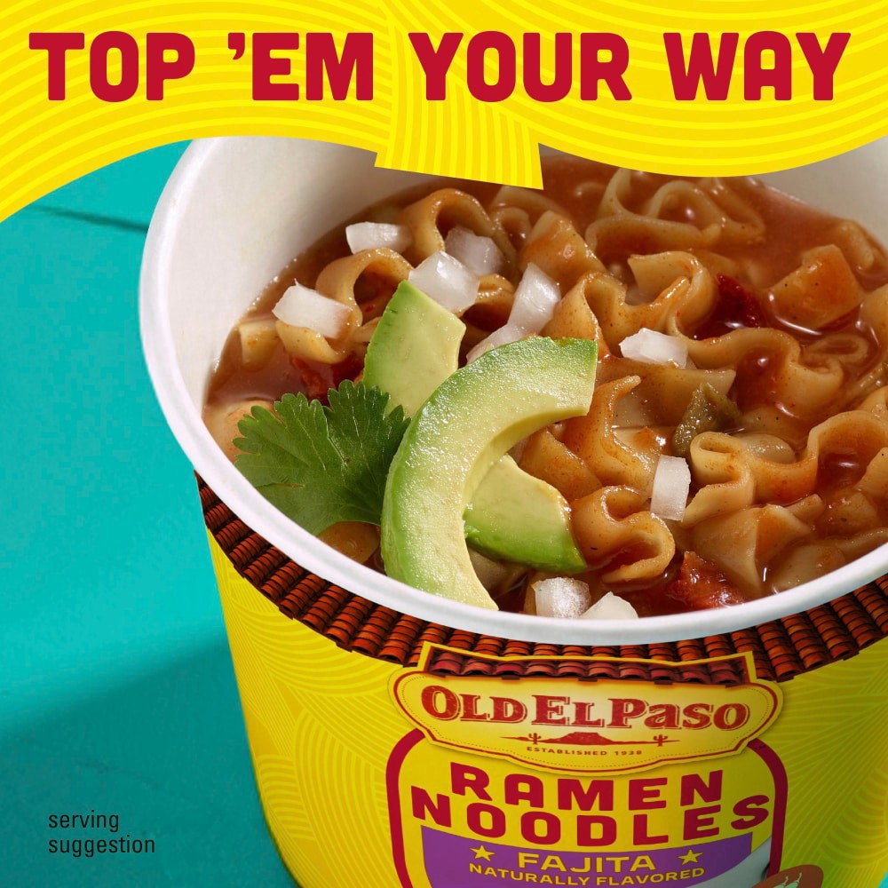 slide 4 of 6, Old El Paso Fajita Flavor Ramen Noodles Soup Cup, 2.12 oz
