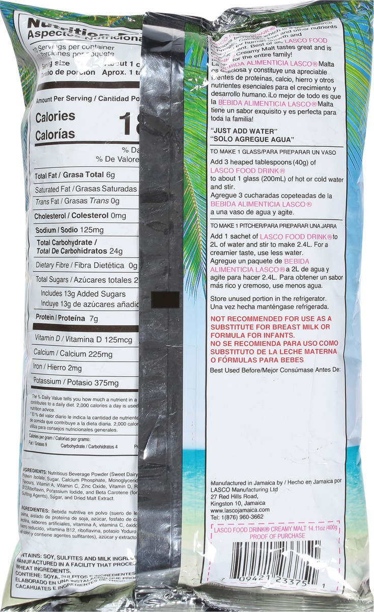 slide 11 of 14, Lasco Creamy Malt Malta Soy Food Drink - 14.11 oz, 14.11 oz