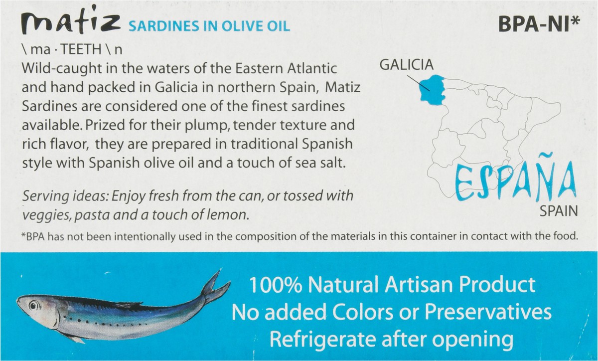 slide 5 of 9, Matiz Gallego Sardines In Olive Oil - 4.2 Oz, 4.2 oz