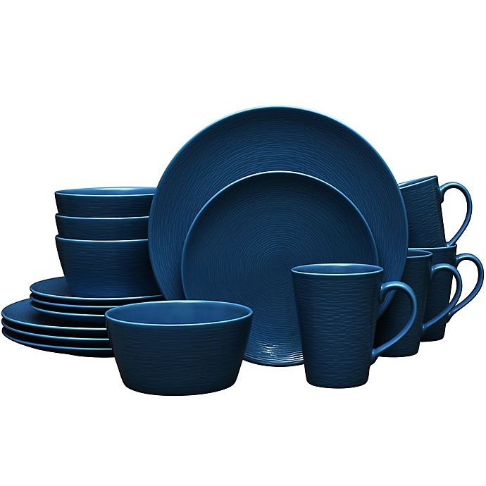 slide 1 of 1, Noritake Navy on Navy Swirl Coupe Dinnerware Set, 16 ct