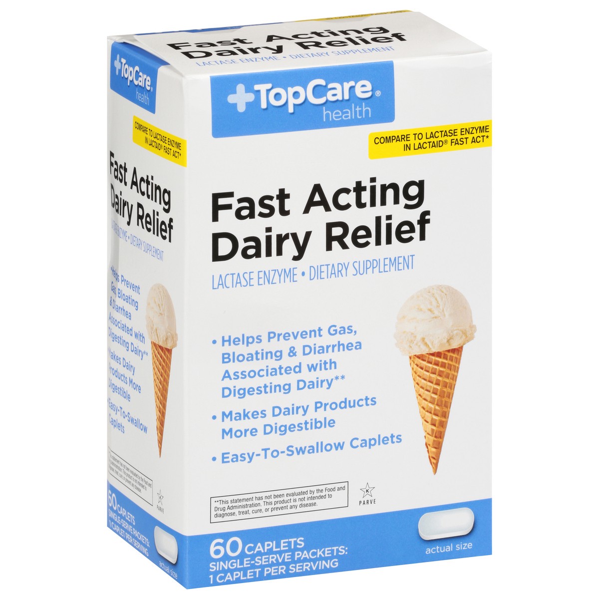 slide 6 of 9, TopCare Lactase Enzyme, Caplets, 60 ct