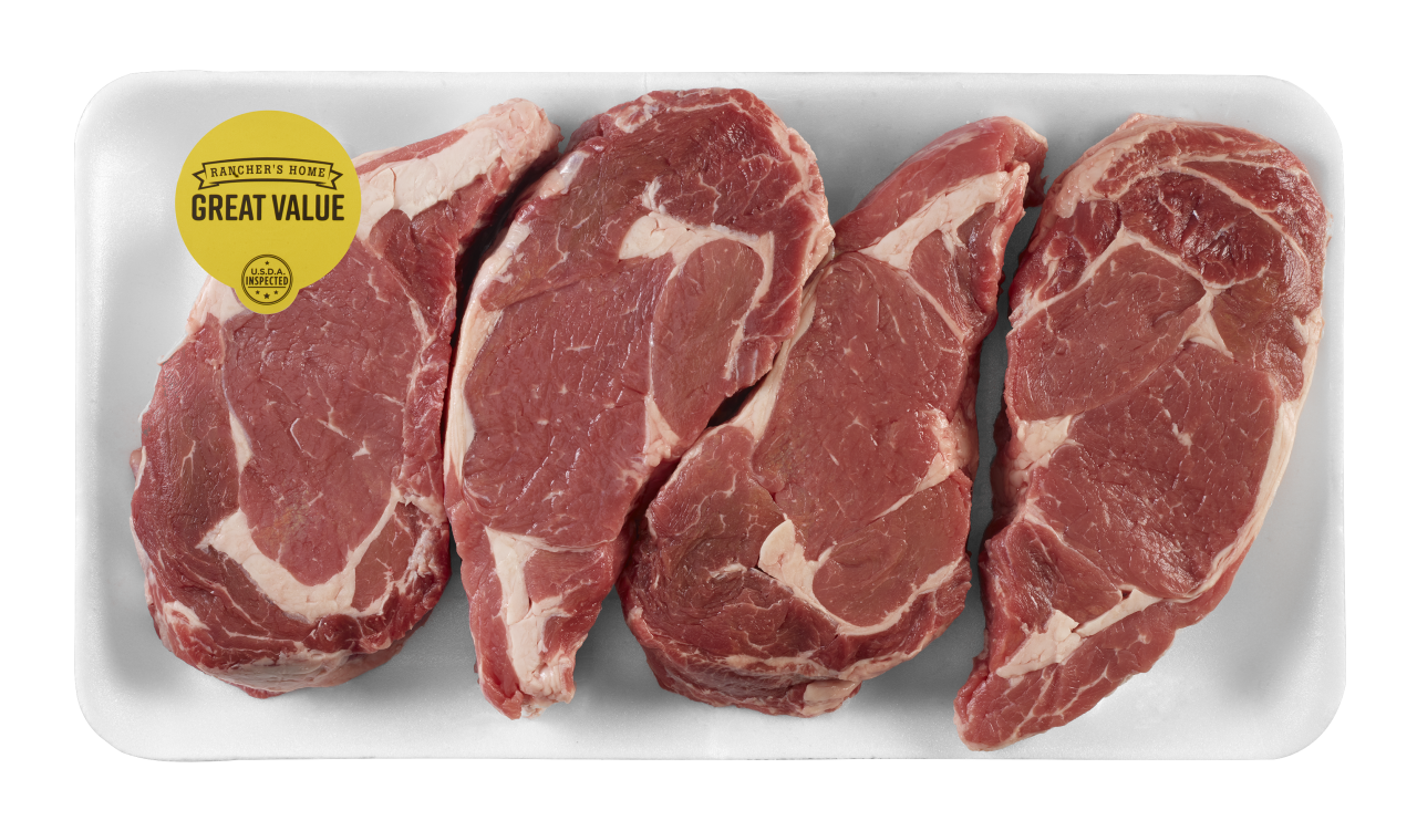 slide 1 of 1, Rancher's Home Boneless Ribeye Steak Value Pack, Avg. 2.25 lb, per lb
