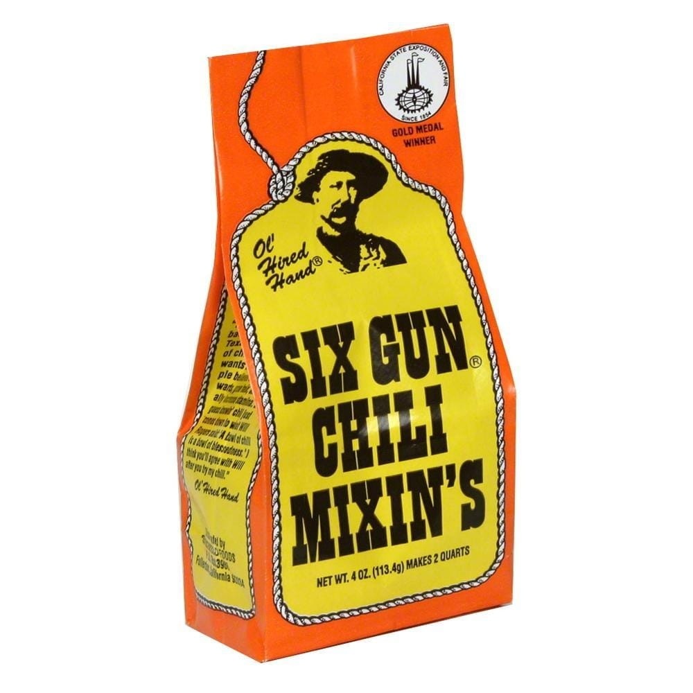 slide 1 of 1, Ol' Hired Hand Six Gun Chili Mixin's, 4 oz