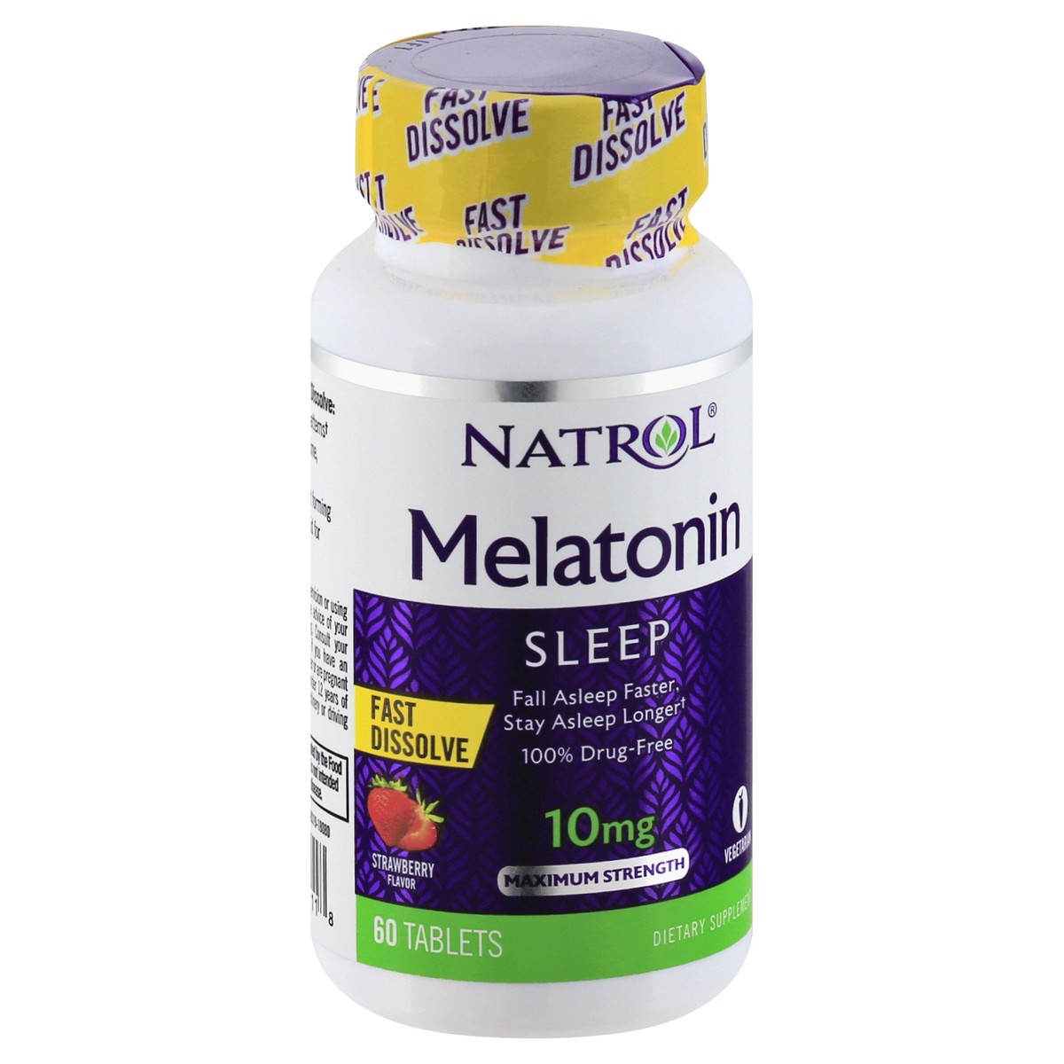 slide 2 of 9, Natrol Melatonin 10mg Maximum Strength Fast Dissolve Sleep Aid Tablets - Strawberry - 60ct, 60 ct; 10 mg