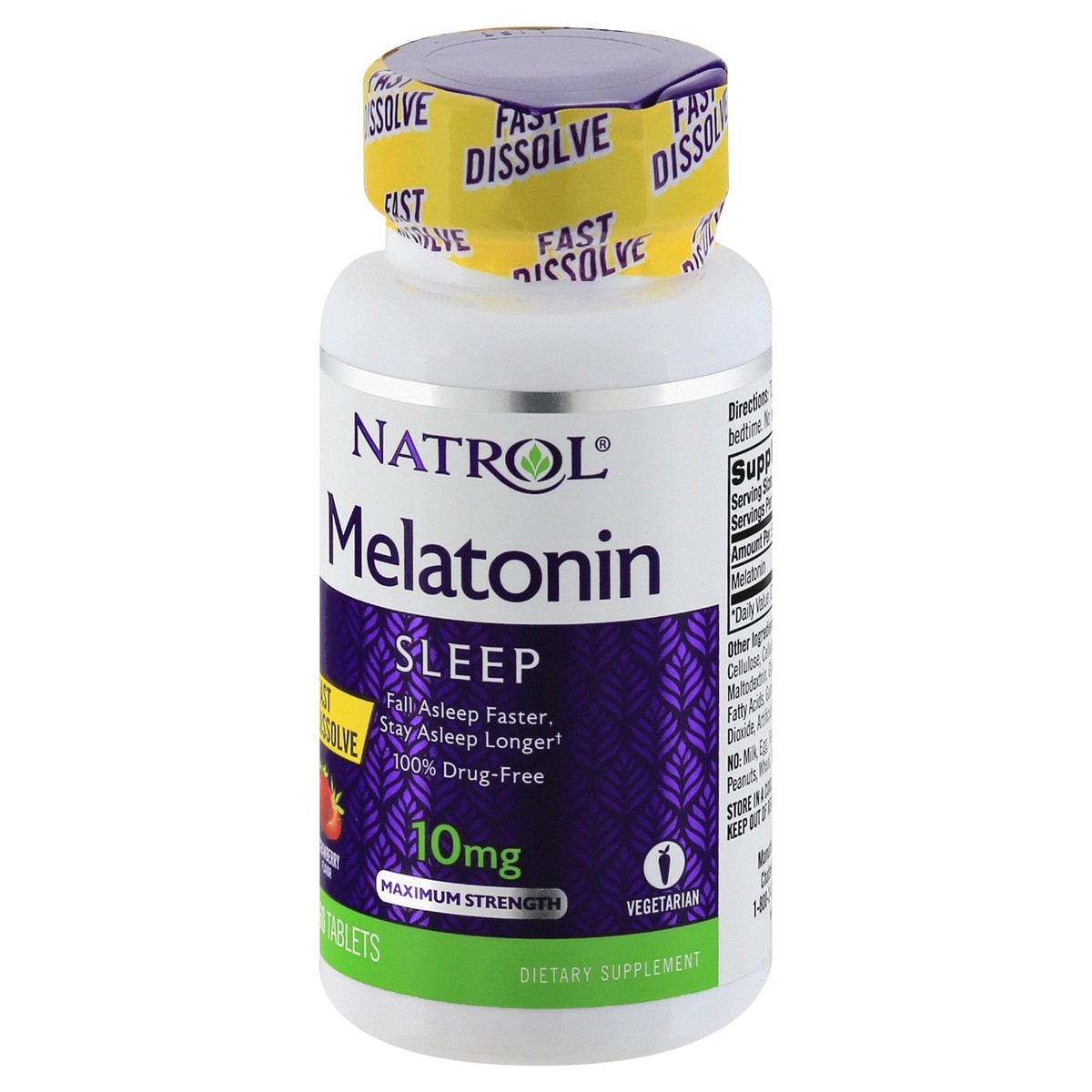 slide 3 of 9, Natrol Melatonin 10mg Maximum Strength Fast Dissolve Sleep Aid Tablets - Strawberry - 60ct, 60 ct; 10 mg
