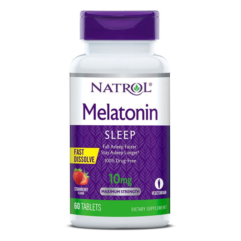 slide 1 of 9, Natrol Melatonin 10mg Maximum Strength Fast Dissolve Sleep Aid Tablets - Strawberry - 60ct, 60 ct; 10 mg
