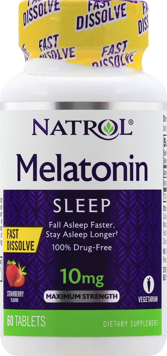 slide 6 of 9, Natrol Melatonin 10mg Maximum Strength Fast Dissolve Sleep Aid Tablets - Strawberry - 60ct, 60 ct; 10 mg