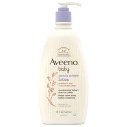 Aveeno Baby Calming Comfort Moisturizing Lotion with Relaxing Lavender & Vanilla Scents, Non-Greasy Baby Body Lotion, Natural Oatmeal & Dimethicone, Paraben- & Phthalate-Free, 18 fl. oz