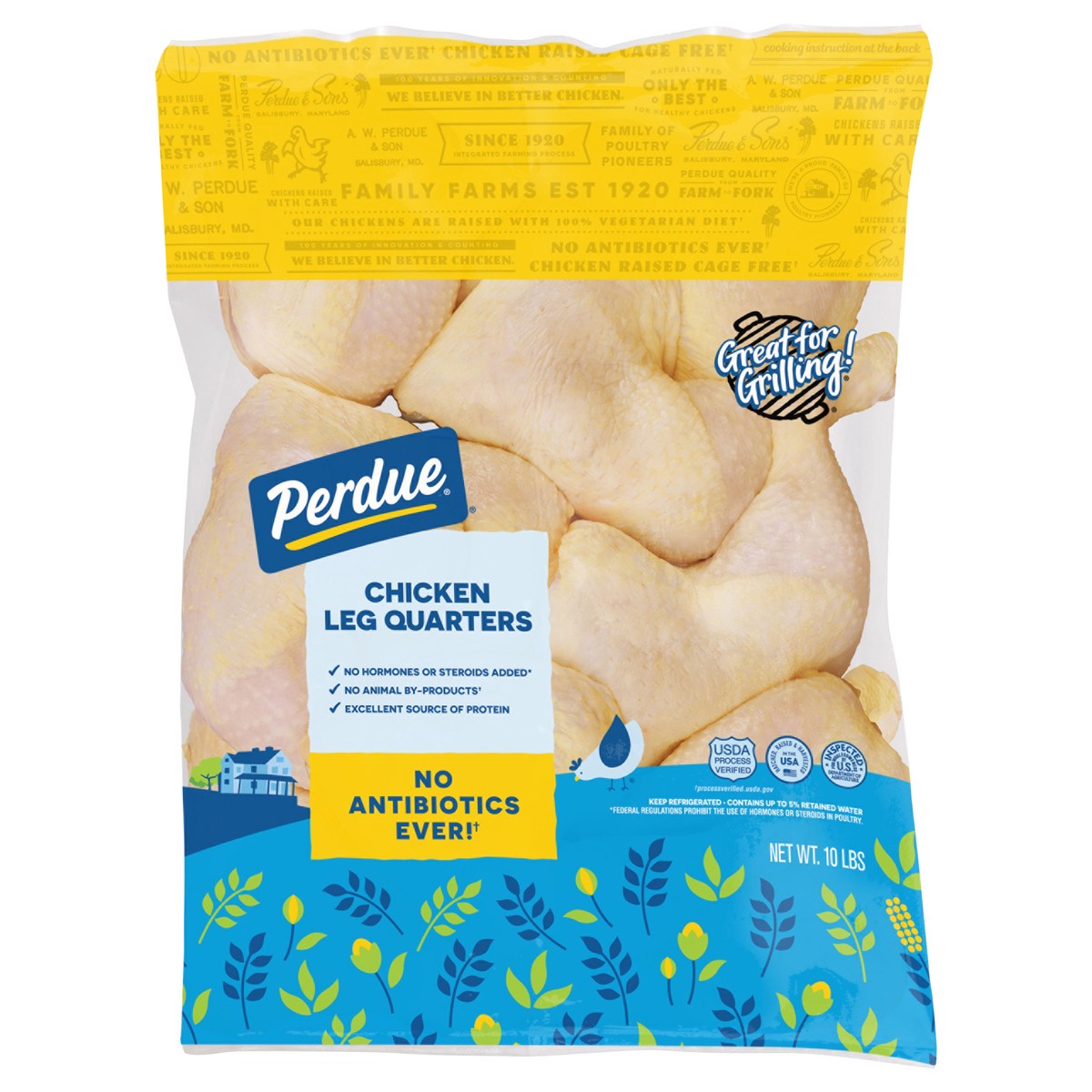 slide 4 of 7, PERDUE Fresh Chicken Leg Quarters, 10 lbs, 10 lb