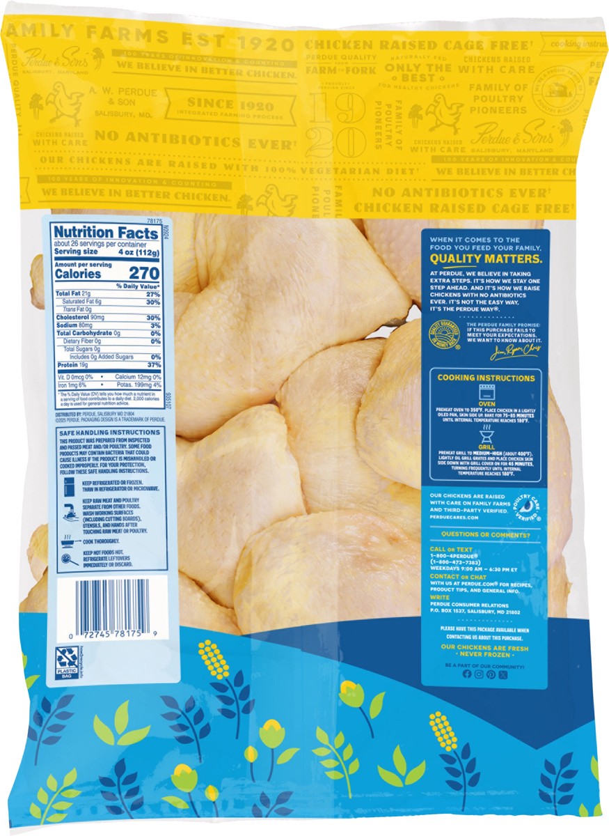 slide 2 of 7, PERDUE Fresh Chicken Leg Quarters, 10 lbs, 10 lb