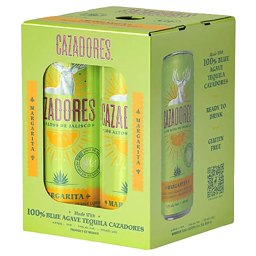 slide 1 of 1, Cazadores Cocktail Margarita, 4 ct; 355 ml