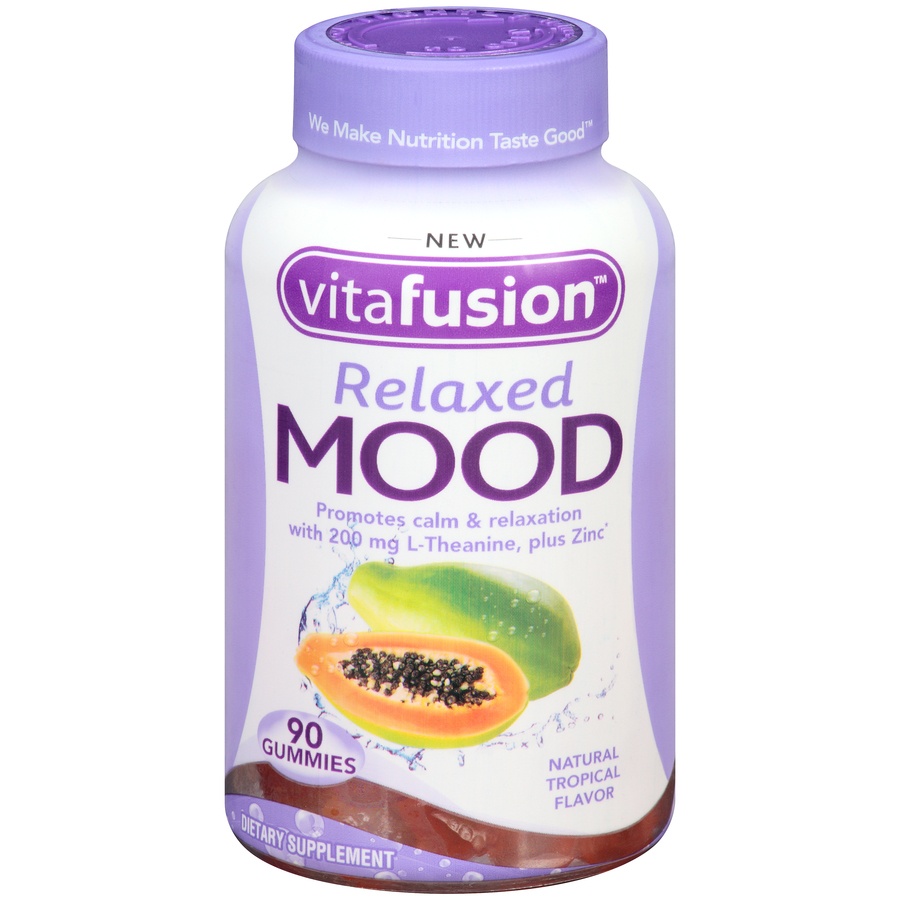 slide 1 of 6, vitafusion Relaxed Mood Dietary Supplement Tropical Flavor Gummies, 90 ct