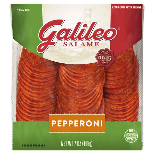 slide 1 of 1, Galileo Salame Deli Sliced Pepperoni, 7 oz