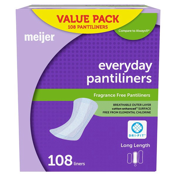 slide 6 of 29, Meijer Everyday Pantiliners, Unscented, Long, 108 ct