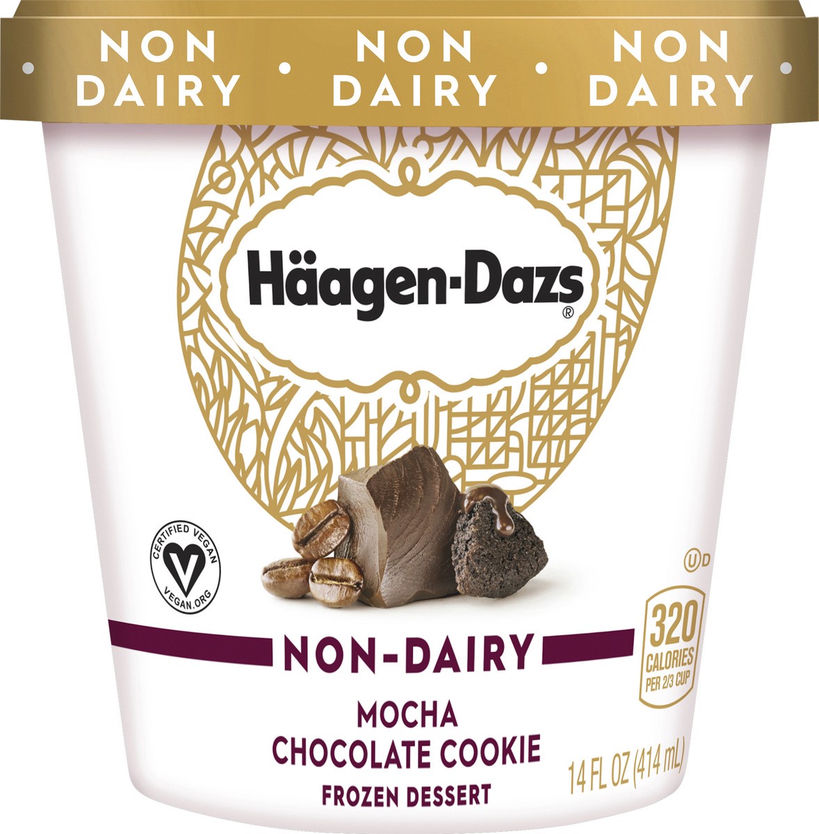 slide 5 of 6, Häagen-Dazs Non-Dairy Mocha Chocolate Cookie Frozen Dessert, 14 fl oz