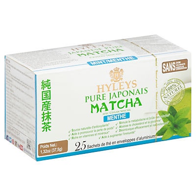 slide 1 of 1, Hyleys Japanese Pure Matcha Mint Tea Bags, 25 ct