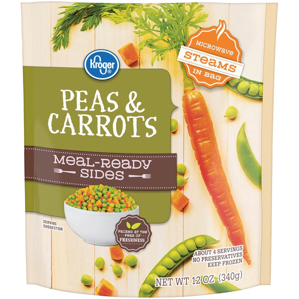slide 3 of 3, Kroger Meal-Ready Sides Frozen Peas & Carrots, 12 oz