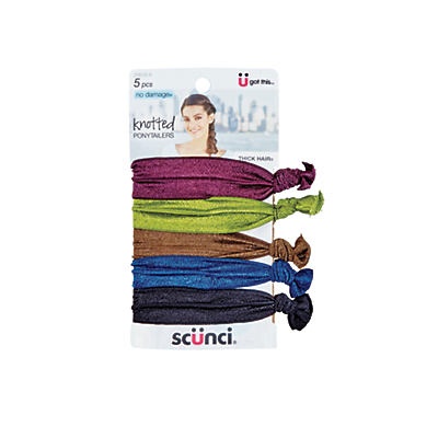 slide 1 of 1, scünci Thick Hair Knotted Pontytailers, 5 ct