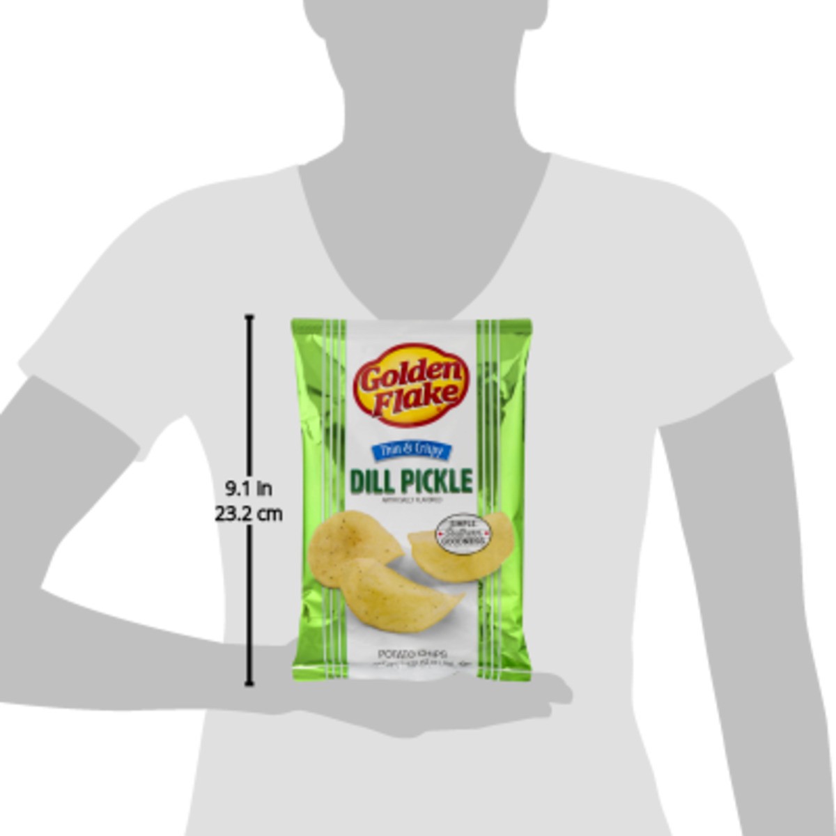 slide 3 of 11, Golden Flake Dill Pickle Flavored Thin & Crispy Potato Chips, 2 oz