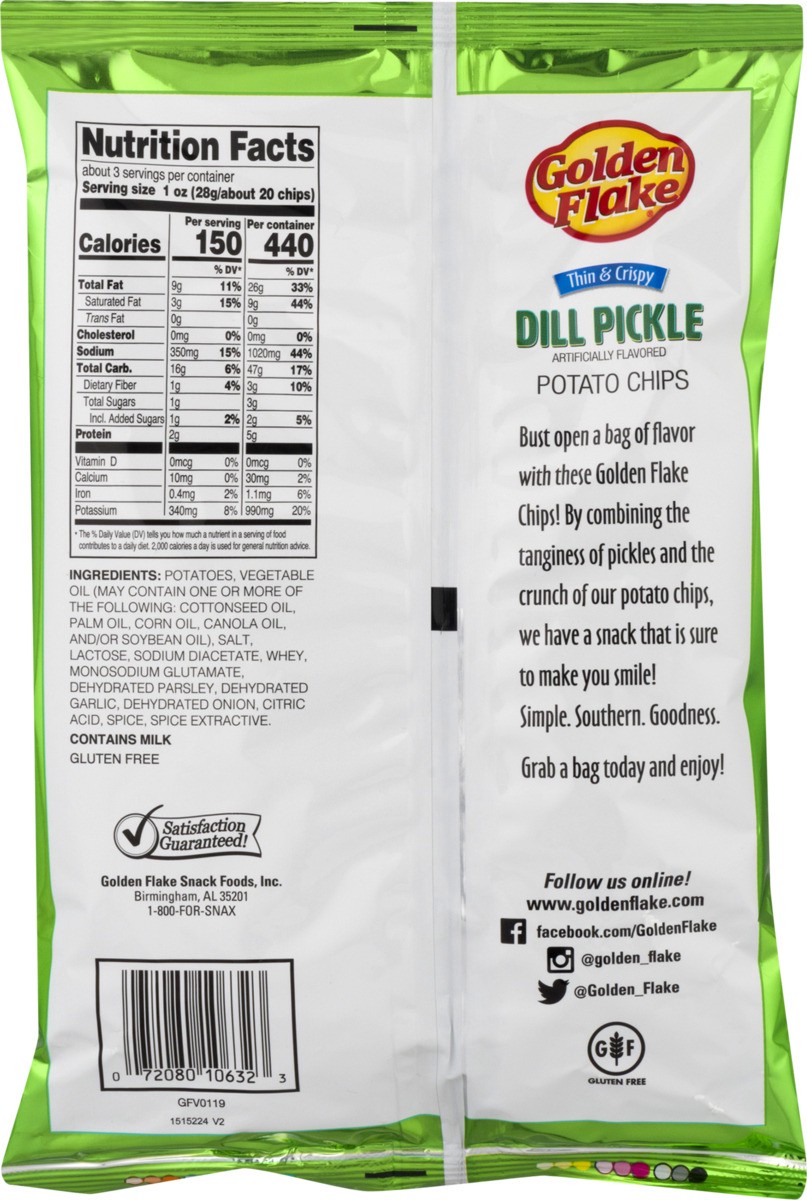 slide 5 of 11, Golden Flake Dill Pickle Flavored Thin & Crispy Potato Chips, 2 oz