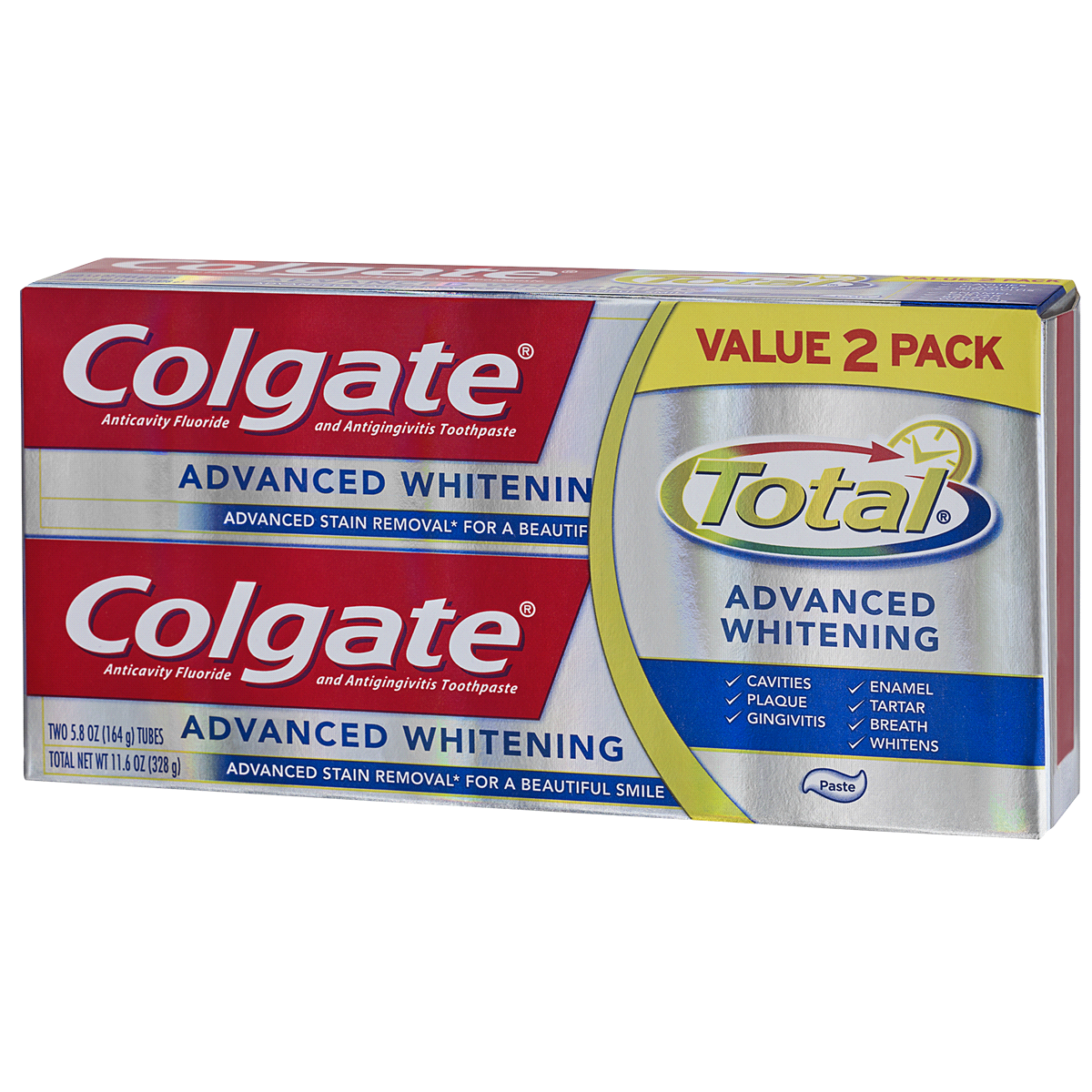 slide 2 of 3, Colgate Total Advanced Whitening Advanced Stain Removal Toothpaste, 2 ct; 5.8 oz