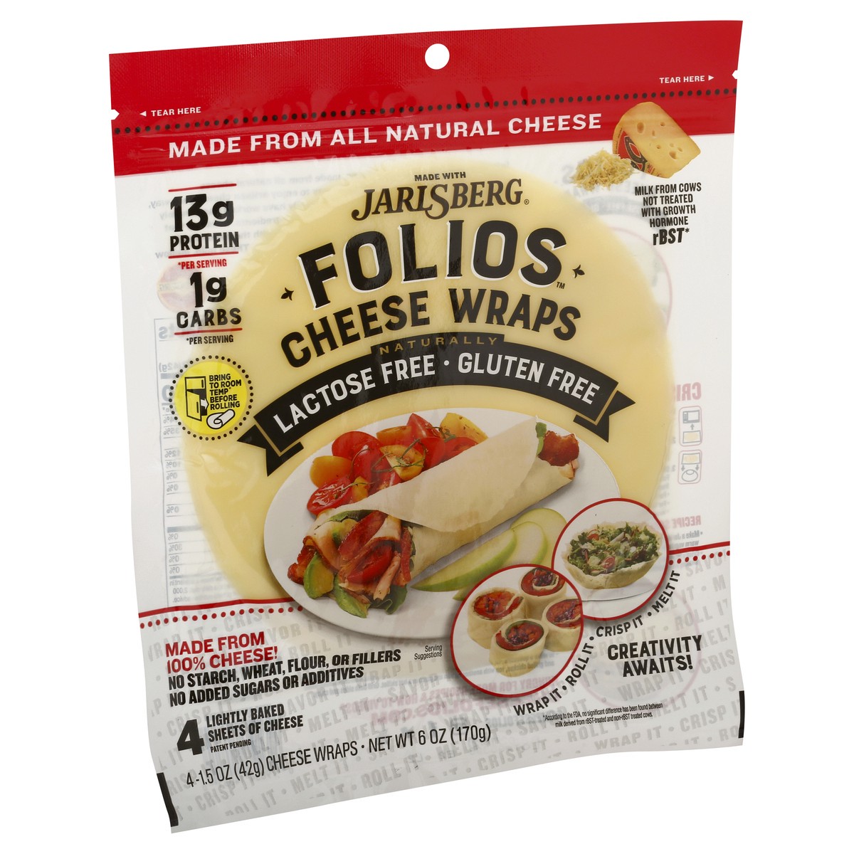 slide 8 of 9, Jarlsberg Folios Naturally Lactose Free Gluten Free Cheese Wraps 4 ea, 4 ct