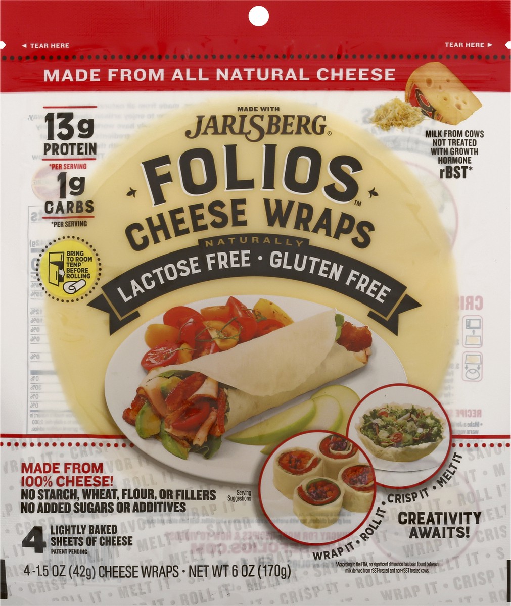 slide 3 of 9, Jarlsberg Folios Naturally Lactose Free Gluten Free Cheese Wraps 4 ea, 4 ct