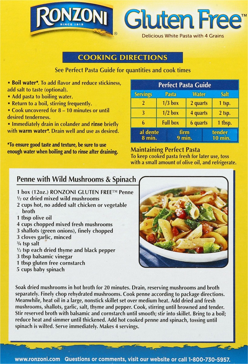 slide 9 of 9, Ronzoni Gluten Free Penne Pasta, 12 oz