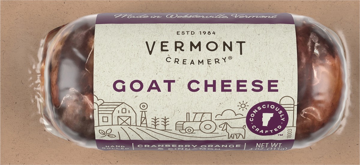 slide 6 of 13, Vermont Creamery Cranberry Orange & Cinnamon Goat Cheese 4 oz. Carded Pack, 4 oz