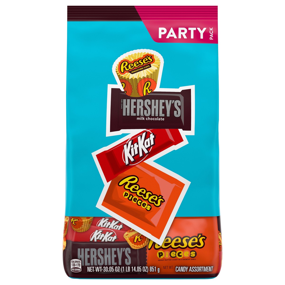 slide 2 of 4, HERSHEY'S, KIT KAT and REESE'S Assorted Flavored Candy Party Pack, 30.05 oz, 30 oz