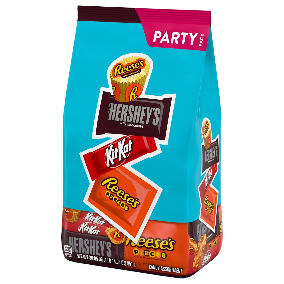 slide 4 of 4, HERSHEY'S, KIT KAT and REESE'S Assorted Flavored Candy Party Pack, 30.05 oz, 30 oz