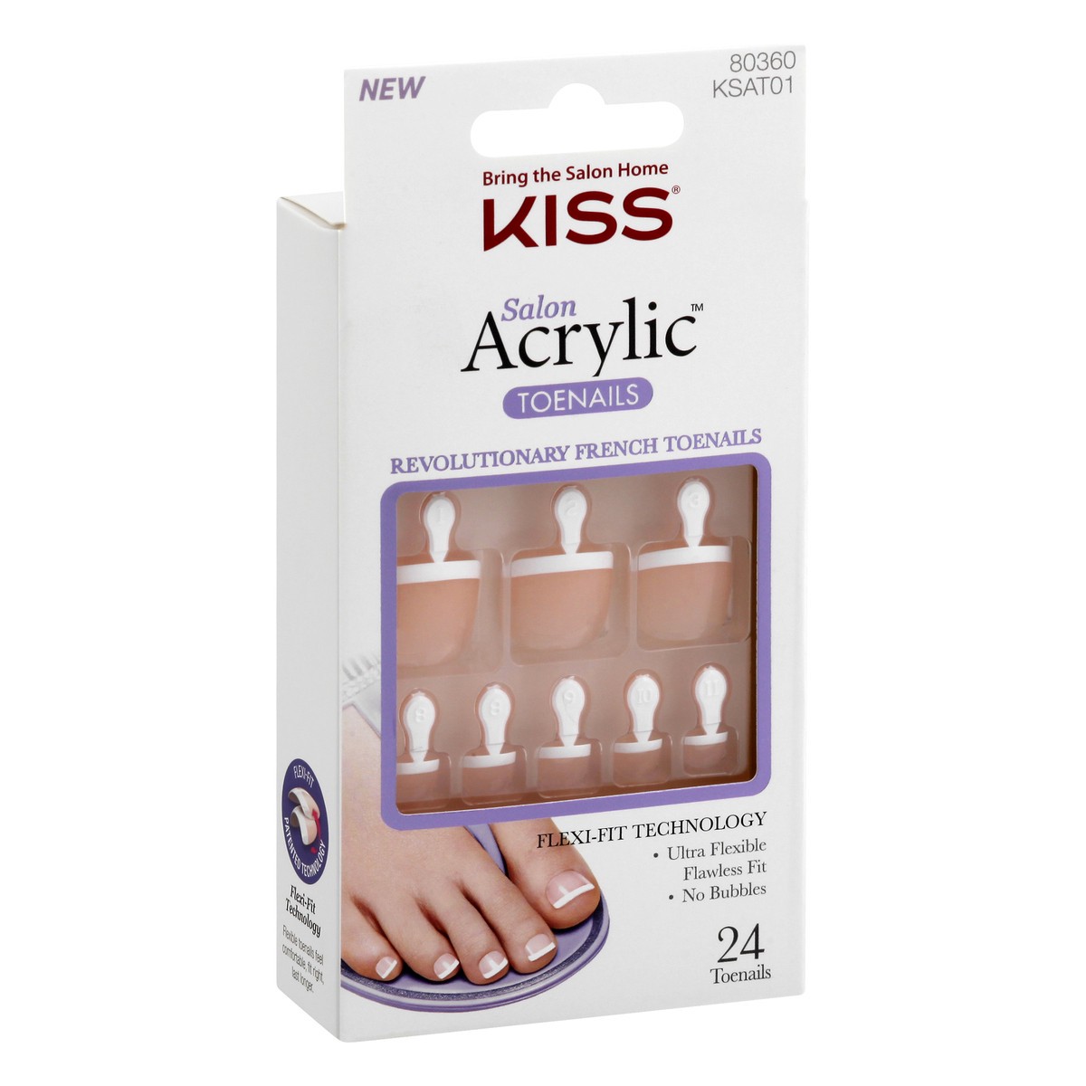 slide 5 of 9, KISS Salon Acrylic French Toenails, ‘Walk Away'', 24 Count, 1 ct