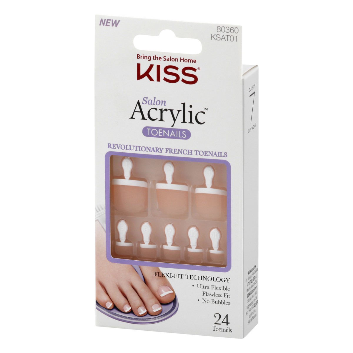 slide 3 of 9, KISS Salon Acrylic French Toenails, ‘Walk Away'', 24 Count, 1 ct