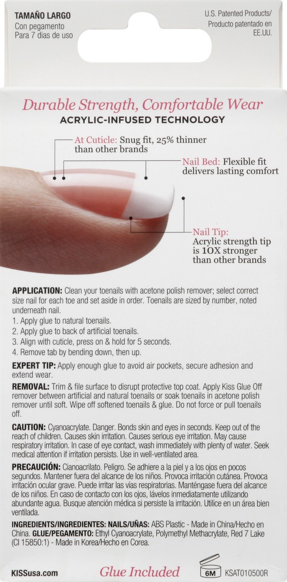 slide 2 of 9, KISS Salon Acrylic French Toenails, ‘Walk Away'', 24 Count, 1 ct