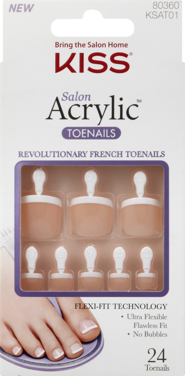 slide 7 of 9, KISS Salon Acrylic French Toenails, ‘Walk Away'', 24 Count, 1 ct