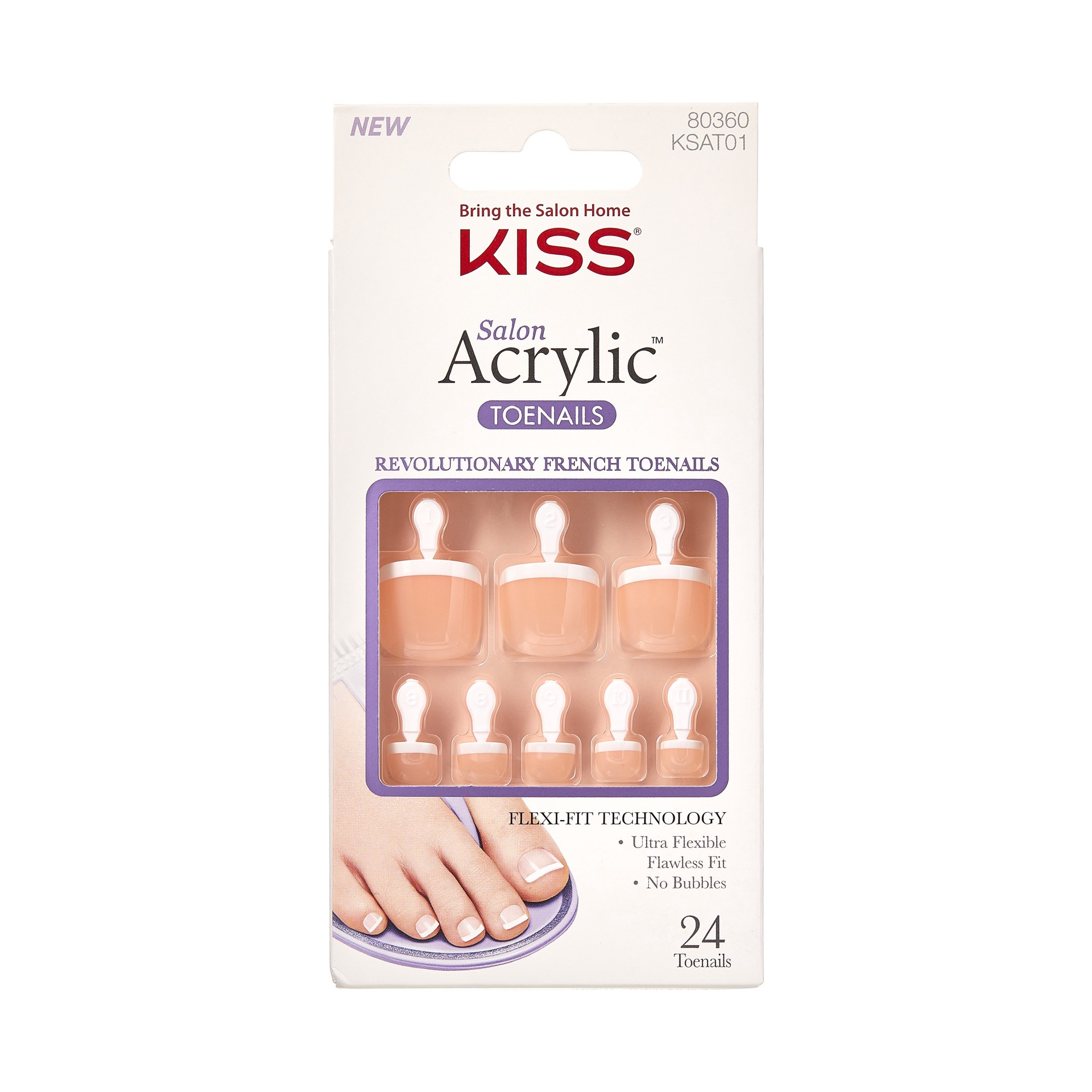 slide 1 of 9, KISS Salon Acrylic French Toenails, ‘Walk Away'', 24 Count, 1 ct