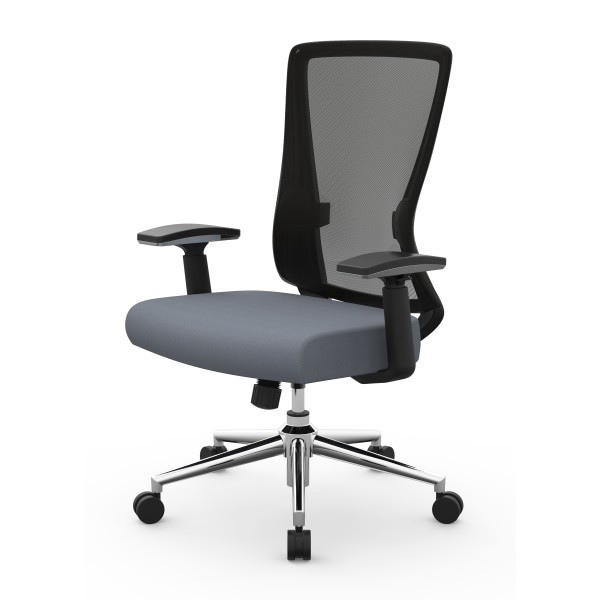 slide 3 of 9, Realspace Levari Faux Leather Mid-Back Task Chair, Gray/Black, 1 ct