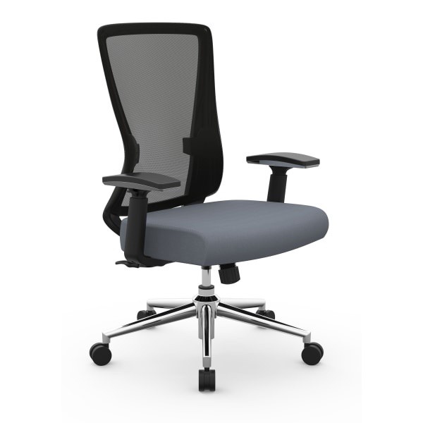 slide 1 of 9, Realspace Levari Faux Leather Mid-Back Task Chair, Gray/Black, 1 ct