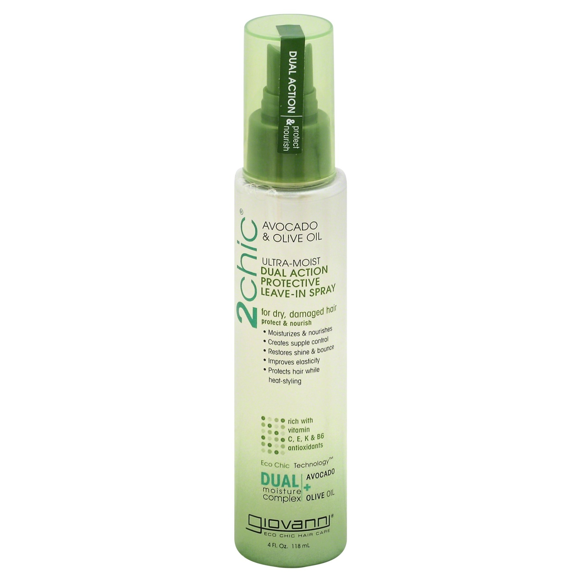 slide 1 of 4, Giovanni 2Chic Avocado & Olive Oil Dual Action Protective Leave-In Spray, 4 fl oz