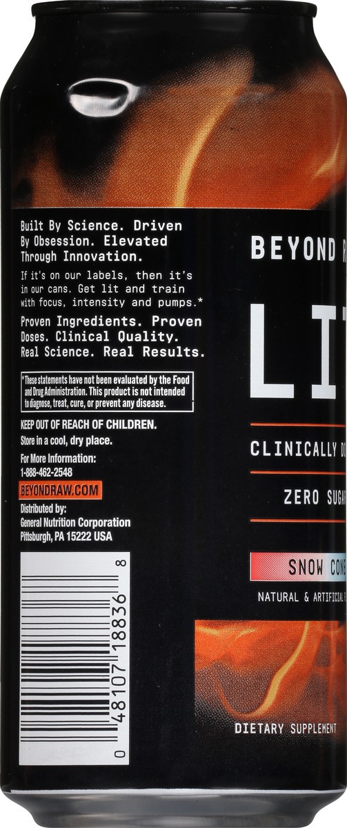 slide 5 of 12, Beyond Raw Lit Snow Cone Energy Drink 16 oz, 16 oz