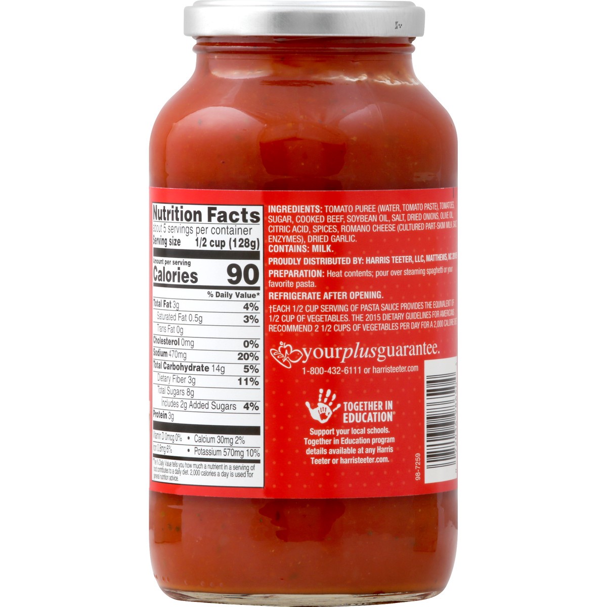 slide 8 of 8, Harris Teeter Pasta Sauce - Beef, 24 oz