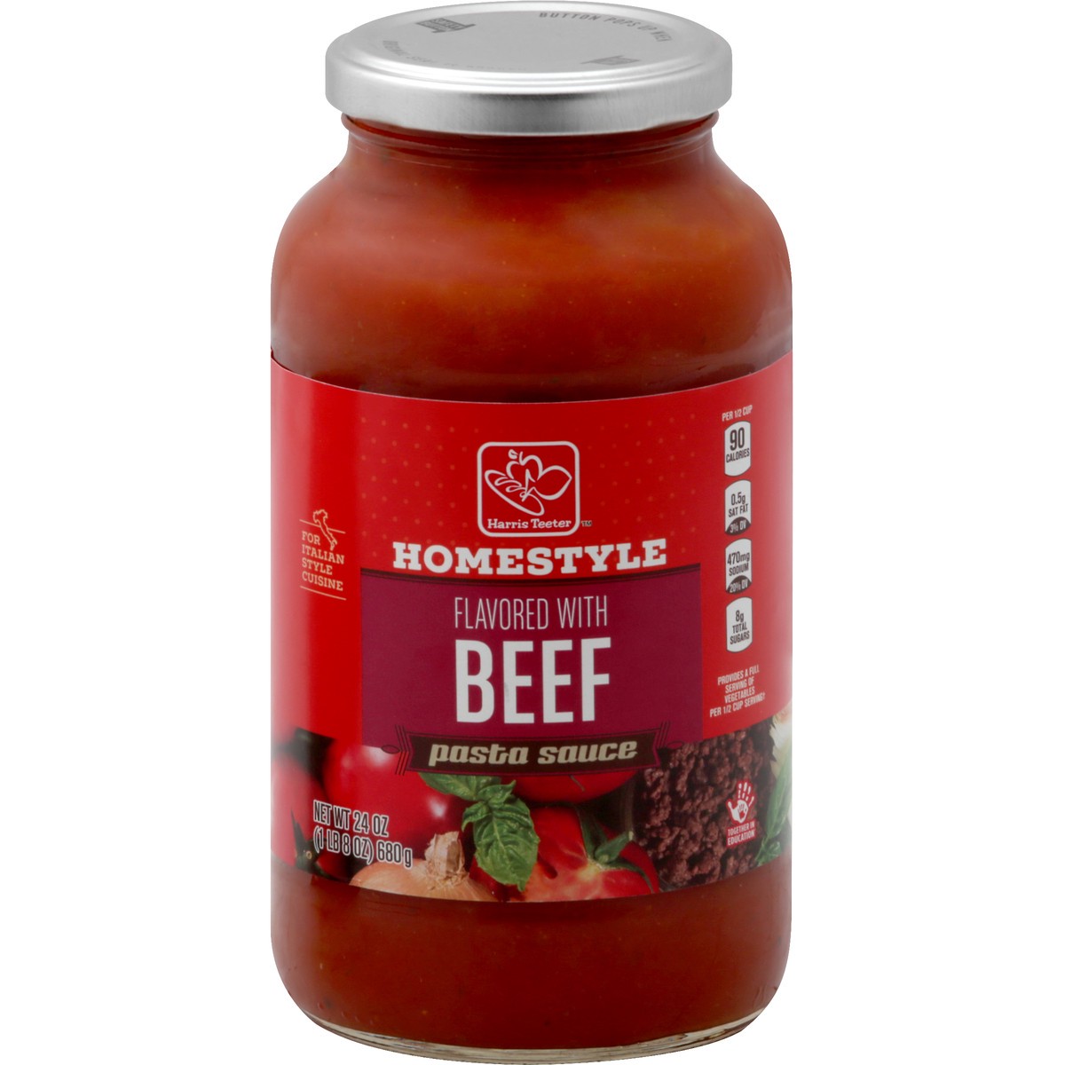 slide 1 of 8, Harris Teeter Pasta Sauce - Beef, 24 oz