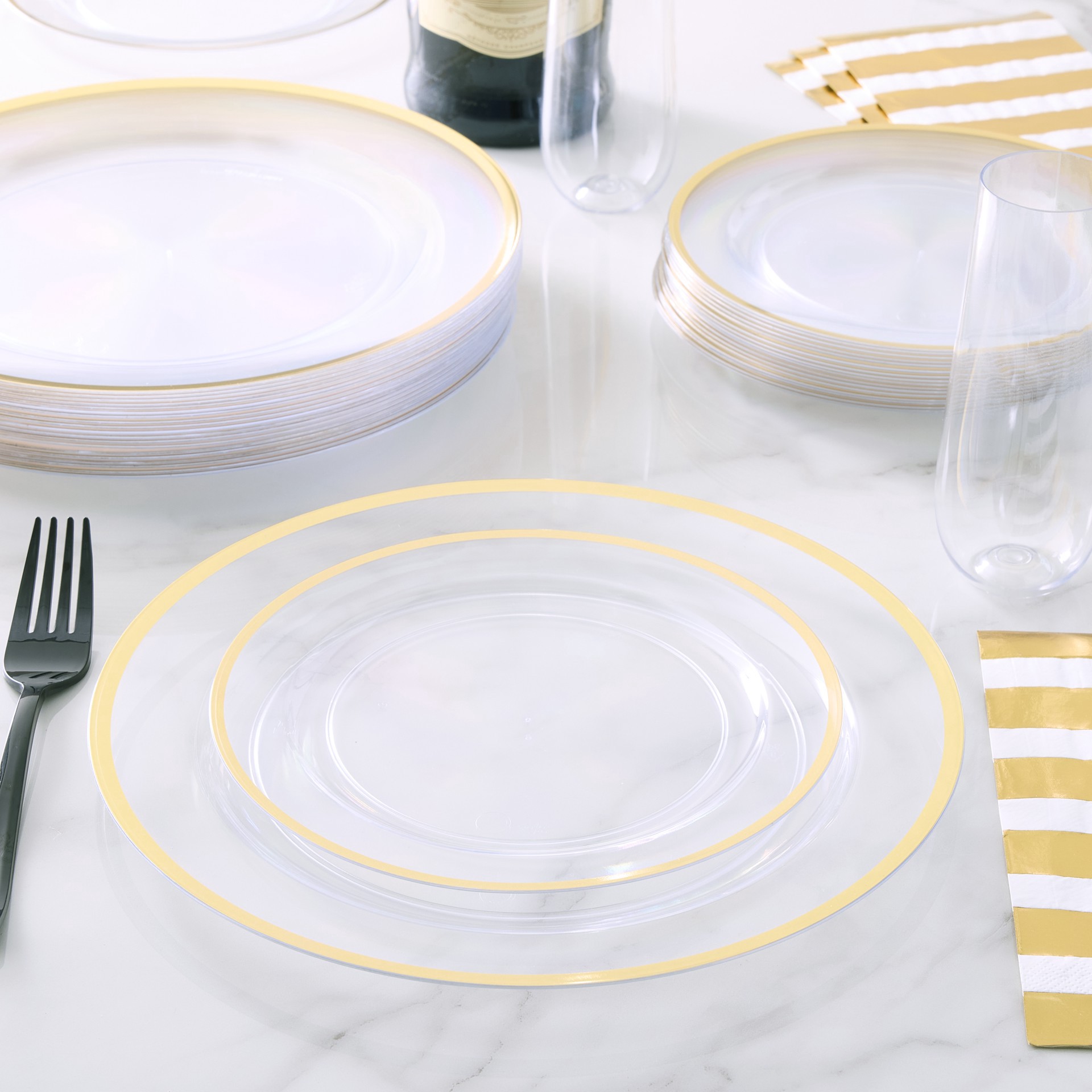 slide 3 of 4, Clear & Gold 40 Piece Dinner & Lunch Plate Set By Celebrate It, 40 ct