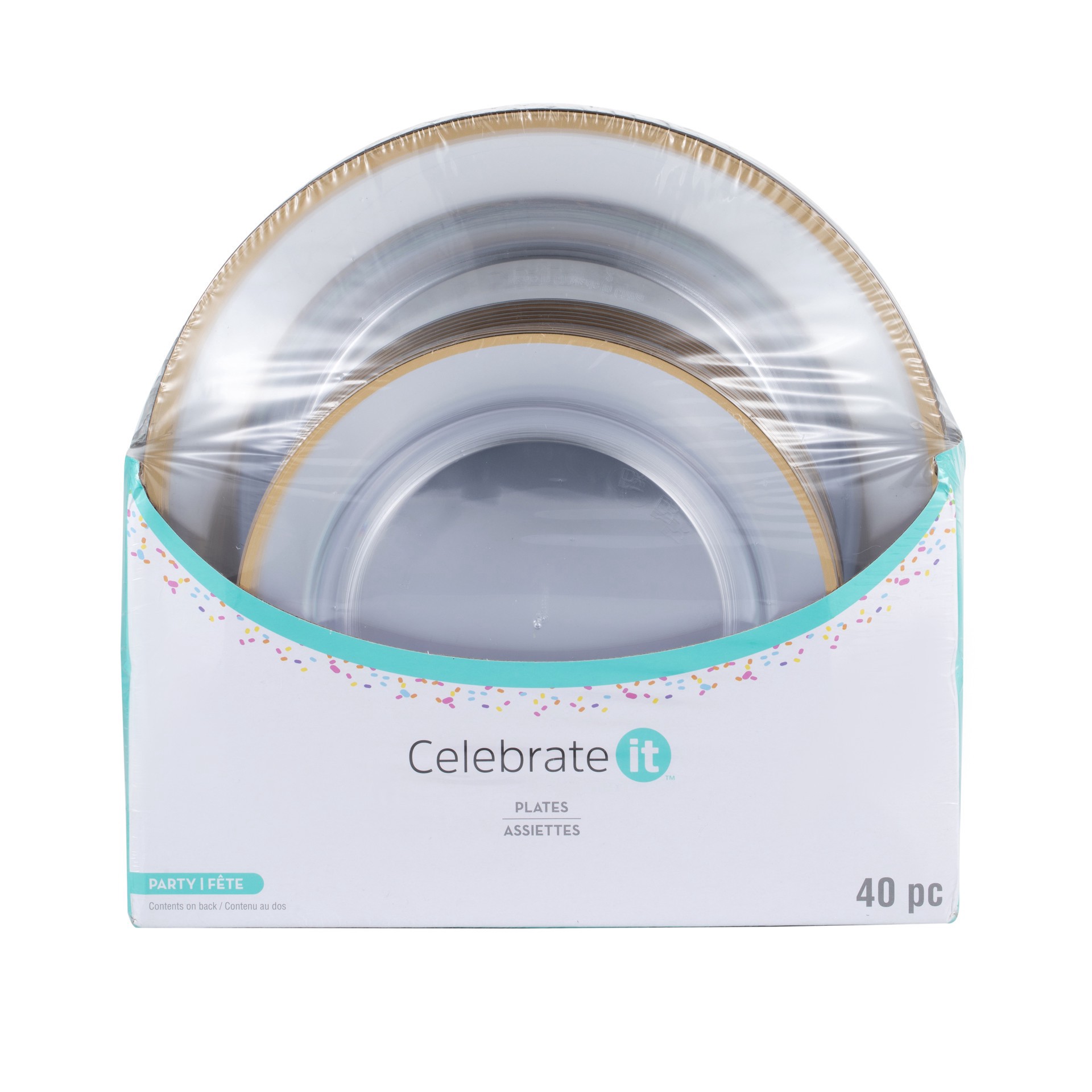 slide 4 of 4, Clear & Gold 40 Piece Dinner & Lunch Plate Set By Celebrate It, 40 ct