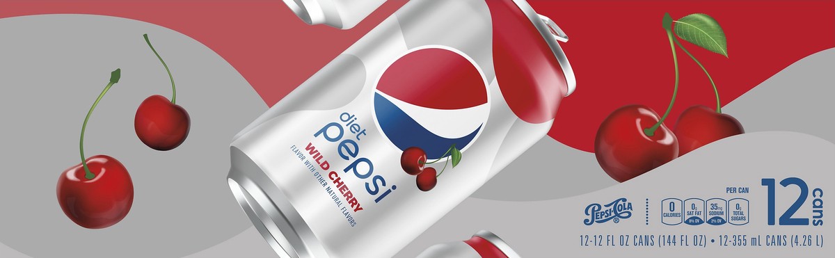 slide 3 of 7, Pepsi Diet Pepsi Soda Wild Cherry 12 Fl Oz 12 Count, 12 ct; 12 fl oz